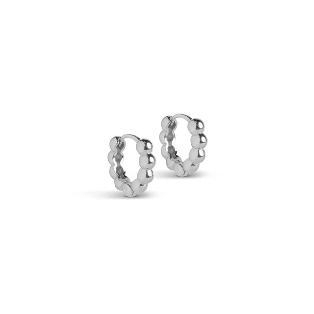Enamel Copenhagen Small Ball Hoops in Silver