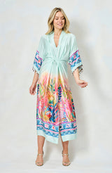 Hope & Ivy-The Nora Kimono Sleeve Tie Waist Midi Dress