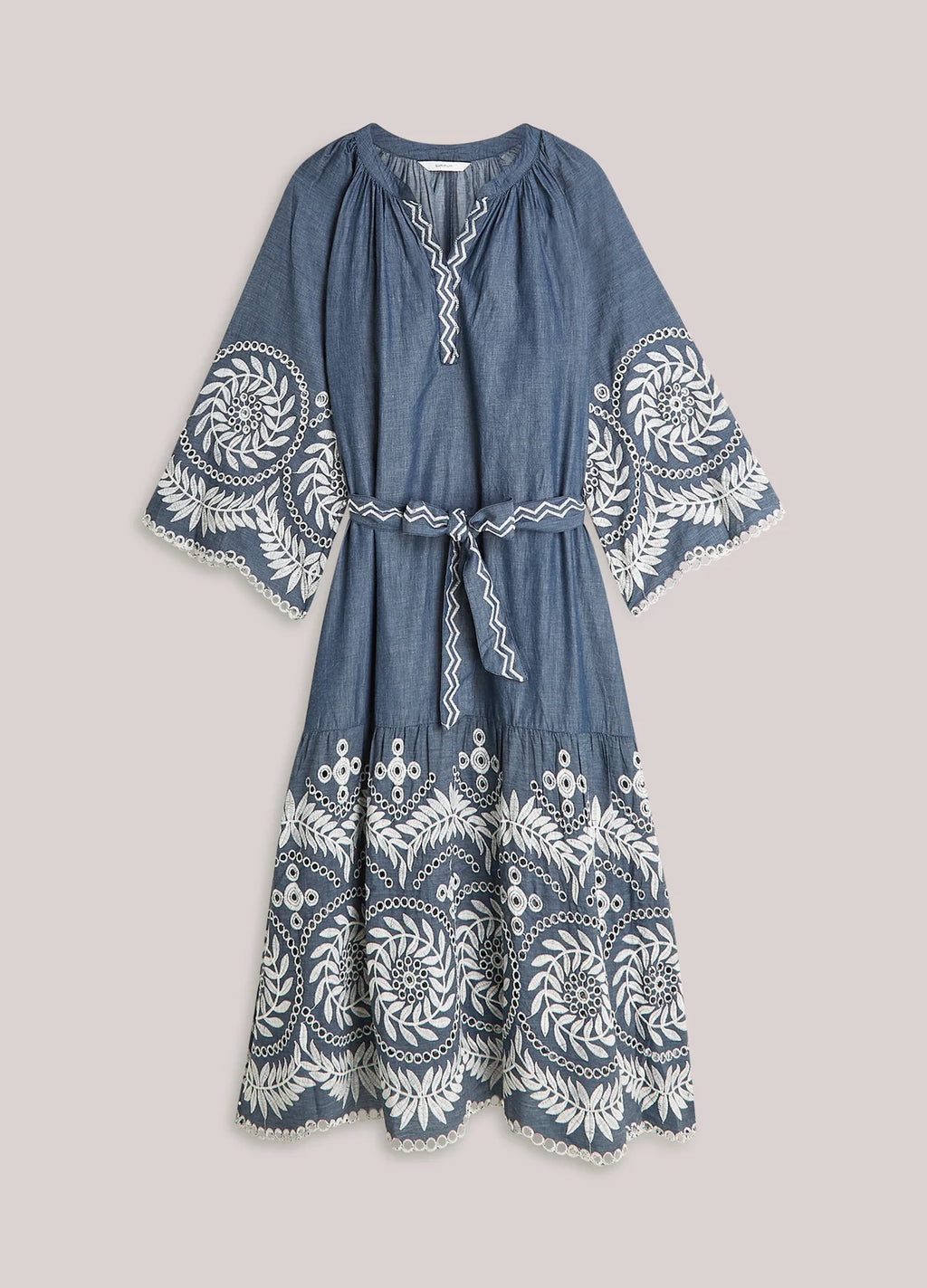 Summum Woman Chambray Embroidered Dress in Indigo - 5s1639-12419