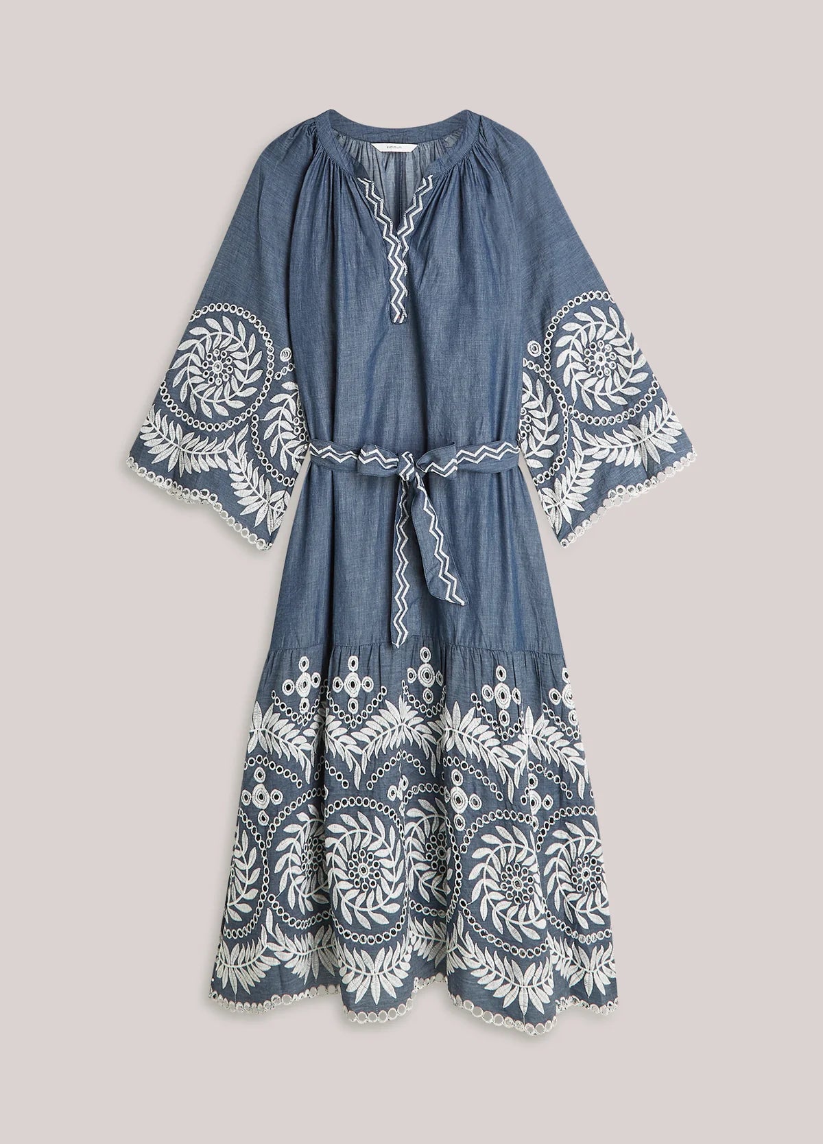 Summum Woman Chambray Embroidered Dress in Indigo - 5s1639-12419