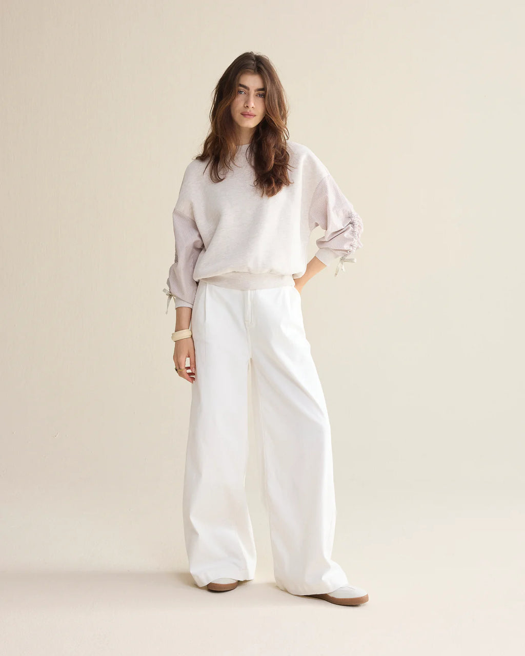 Summum Woman Jersey Sweatshirt in Ivory Melange - 3s5190-30634