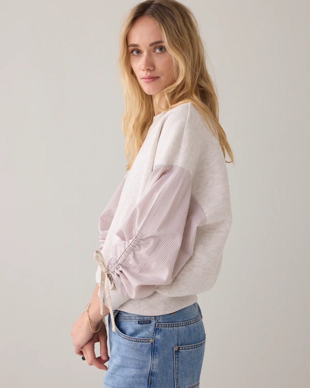 Summum Woman Jersey Sweatshirt in Ivory Melange - 3s5190-30634