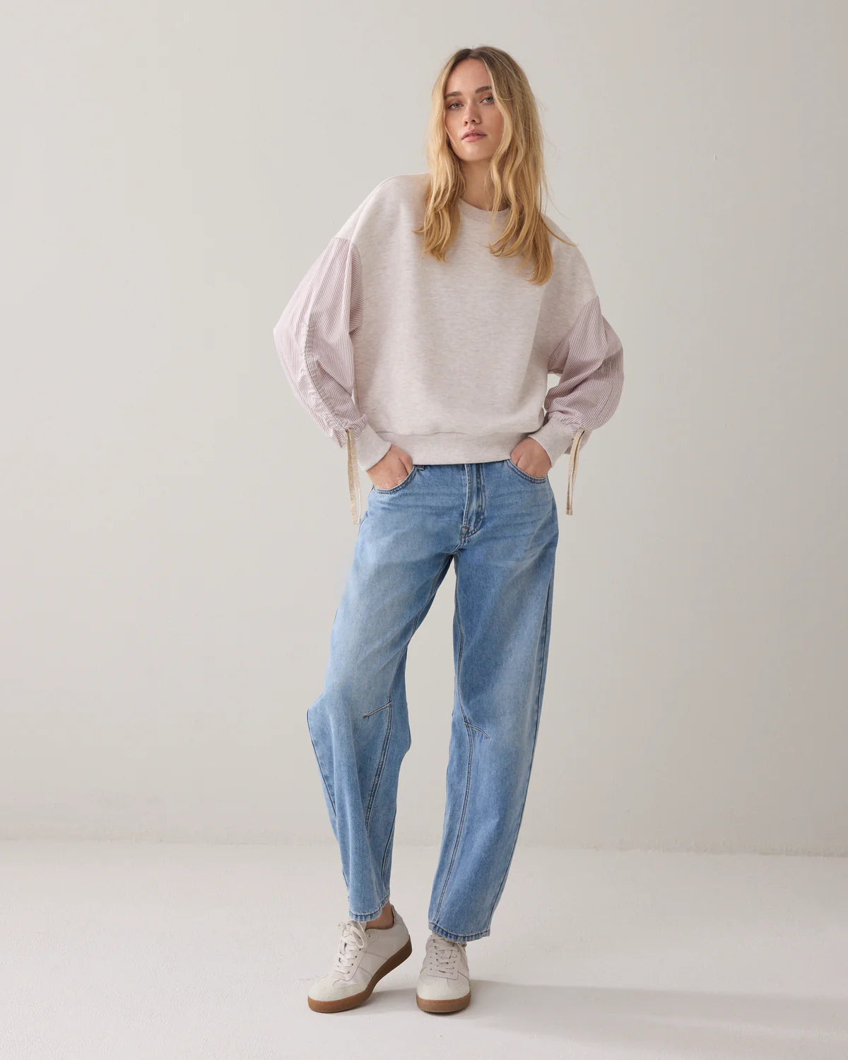 Summum Woman Jersey Sweatshirt in Ivory Melange - 3s5190-30634
