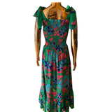 Stardust Clary Dress-Dark Green Flower