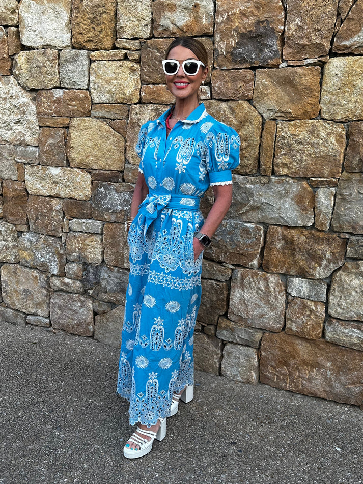 New Day Originals-SANI' MAXI SHIRT DRESS IN BLUE