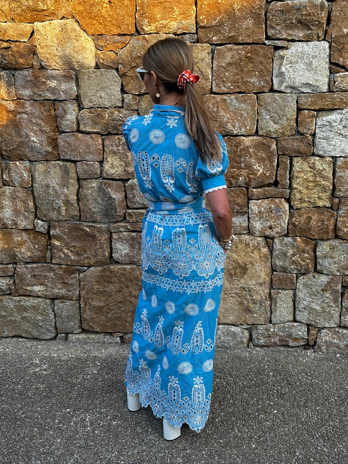 New Day Originals-SANI' MAXI SHIRT DRESS IN BLUE