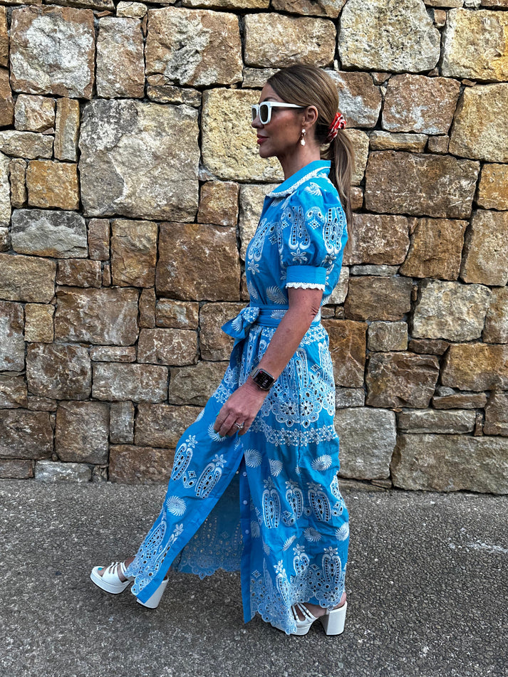 New Day Originals-SANI' MAXI SHIRT DRESS IN BLUE