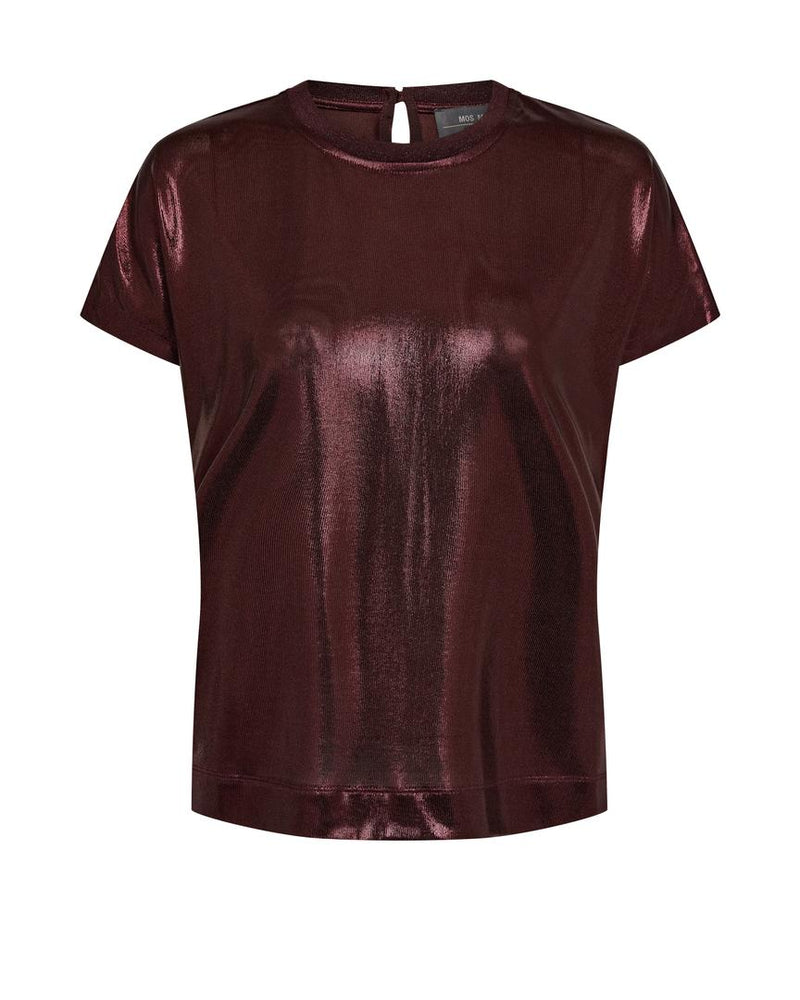 Mos Mosh Nivola O-Neck Metallic Tee-Rum Raisin-167520