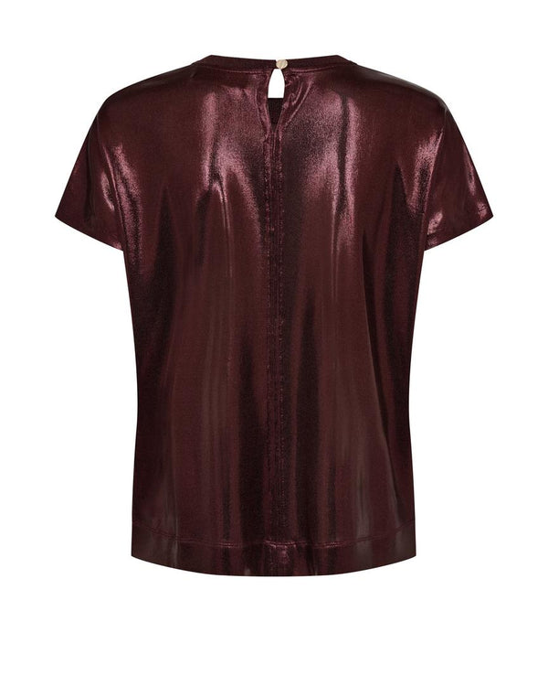 Mos Mosh Nivola O-Neck Metallic Tee-Rum Raisin-167520