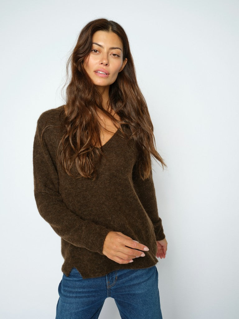 Mos Mosh Mape Sophia V-Neck Knit in Delicioso