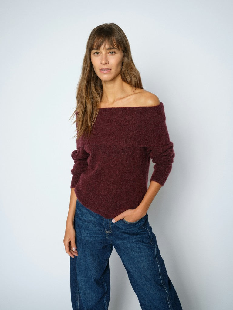 Mos Mosh Mape Off Shoulder Knit in Port Royale