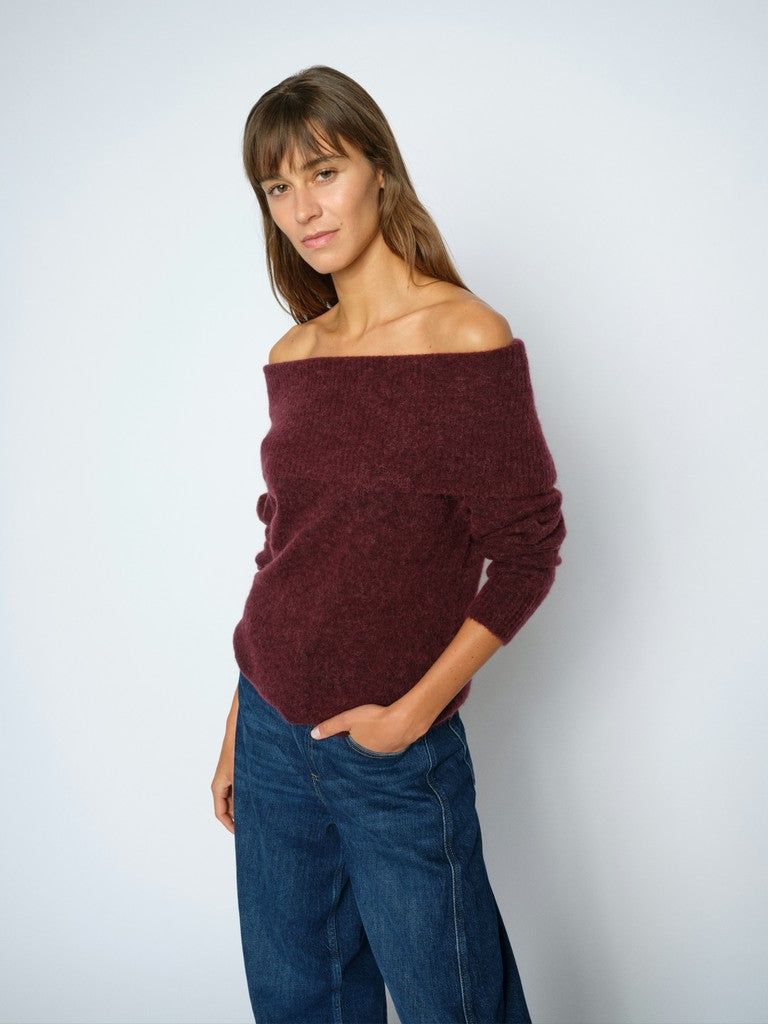 Mos Mosh Mape Off Shoulder Knit in Port Royale