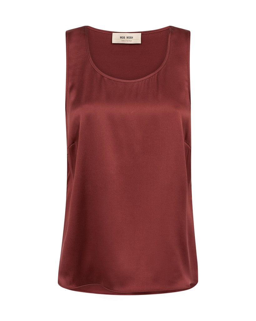Mos Mosh Astrid Silk Tank Top in Russet Brown