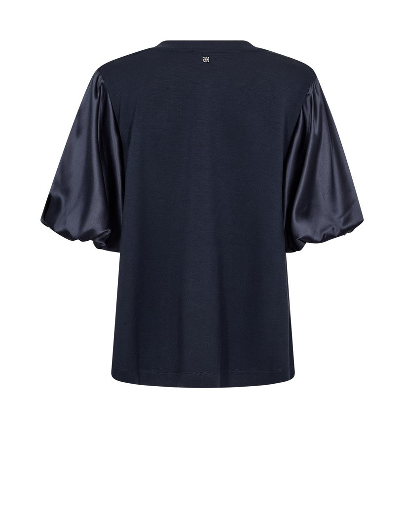 Mos Mosh Duba Satin Sweatshirt in Salute Navy