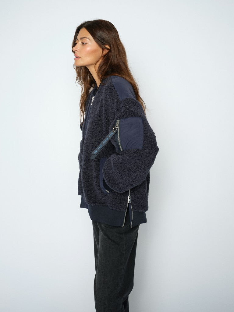 Mos Mosh Emeline Teddy Jacket in Salute Navy