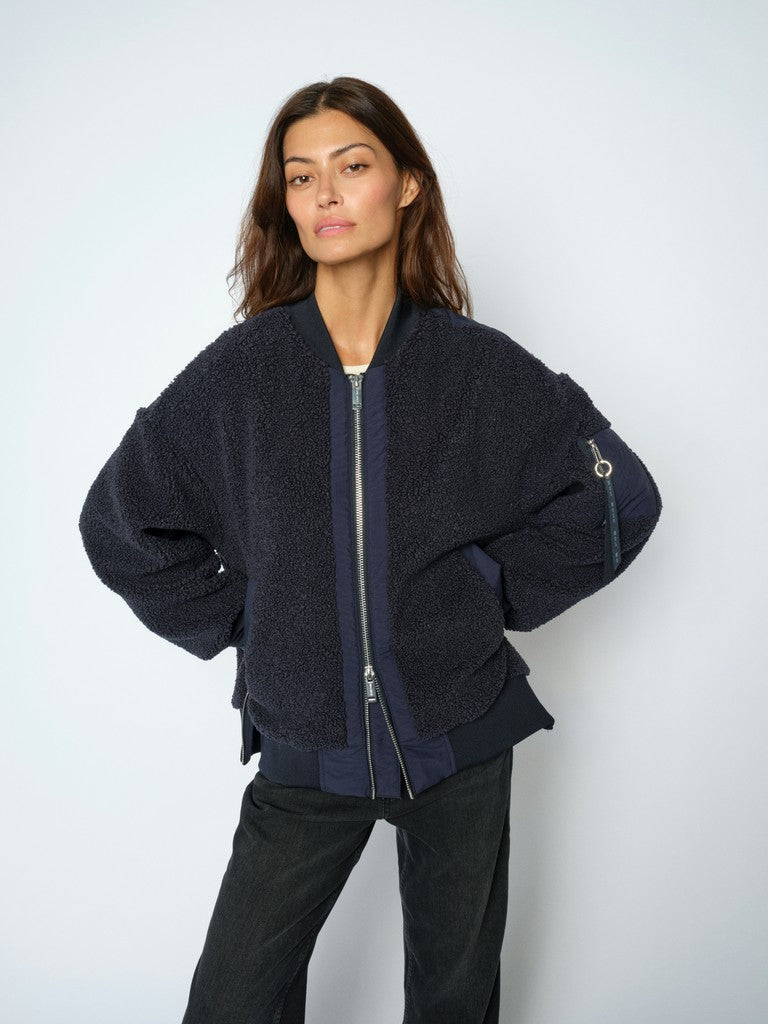 Mos Mosh Emeline Teddy Jacket in Salute Navy