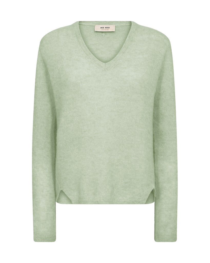 Mos Mosh Mape Sophia V-Neck Knit in Frosty Green