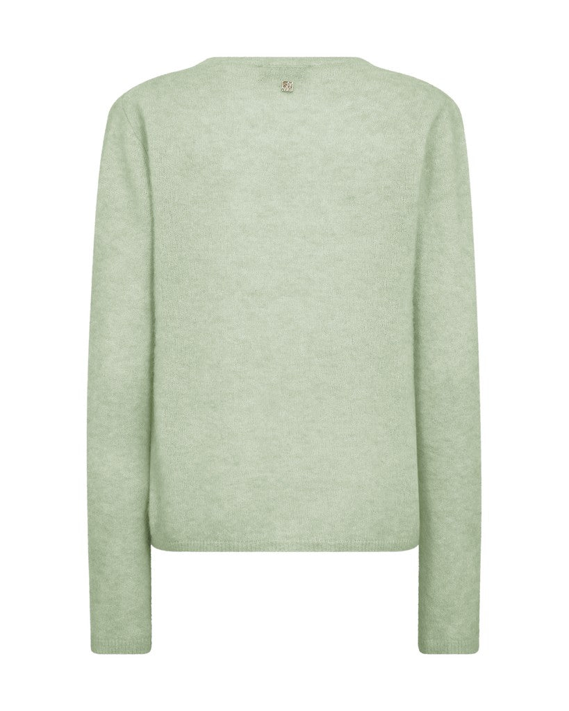 Mos Mosh Mape Sophia V-Neck Knit in Frosty Green