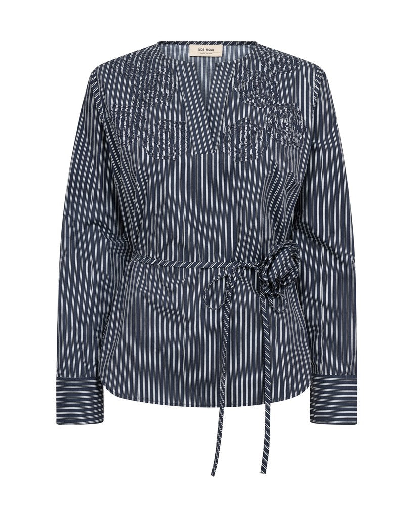 Mos Mosh Saro Rose Shirt in Navy Stripe