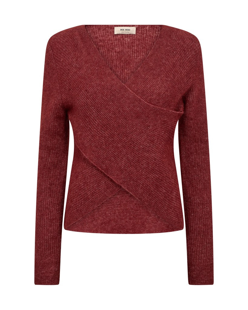 Mos Mosh Thora Cross Knitted Jumper in Russet Brown