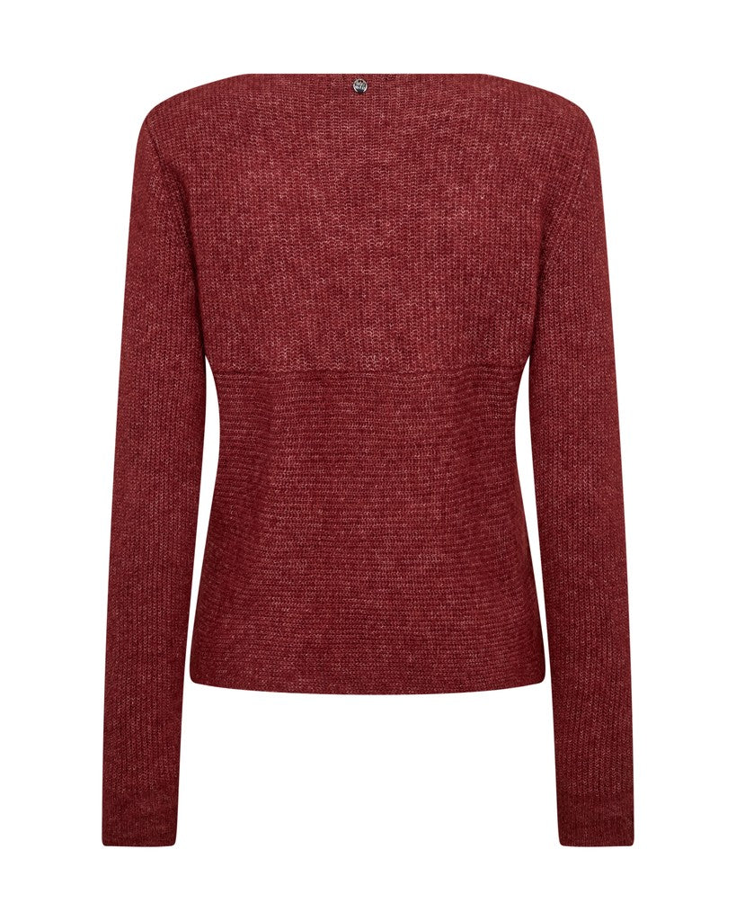 Mos Mosh Thora Cross Knitted Jumper in Russet Brown
