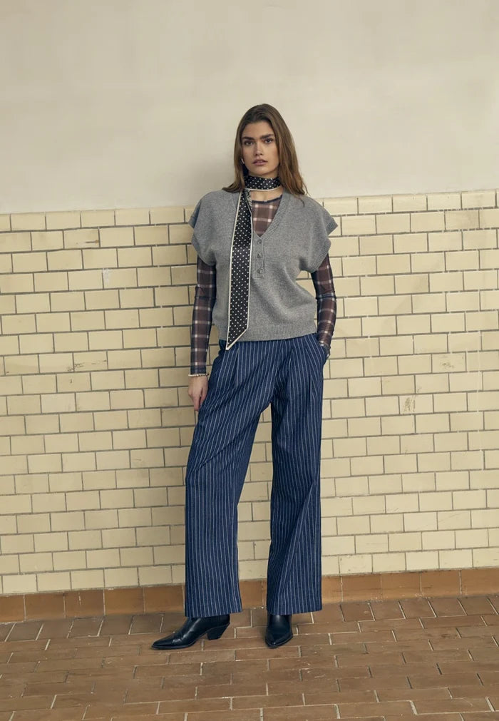 Minus Blake Knit Vest in Frost Grey Melange