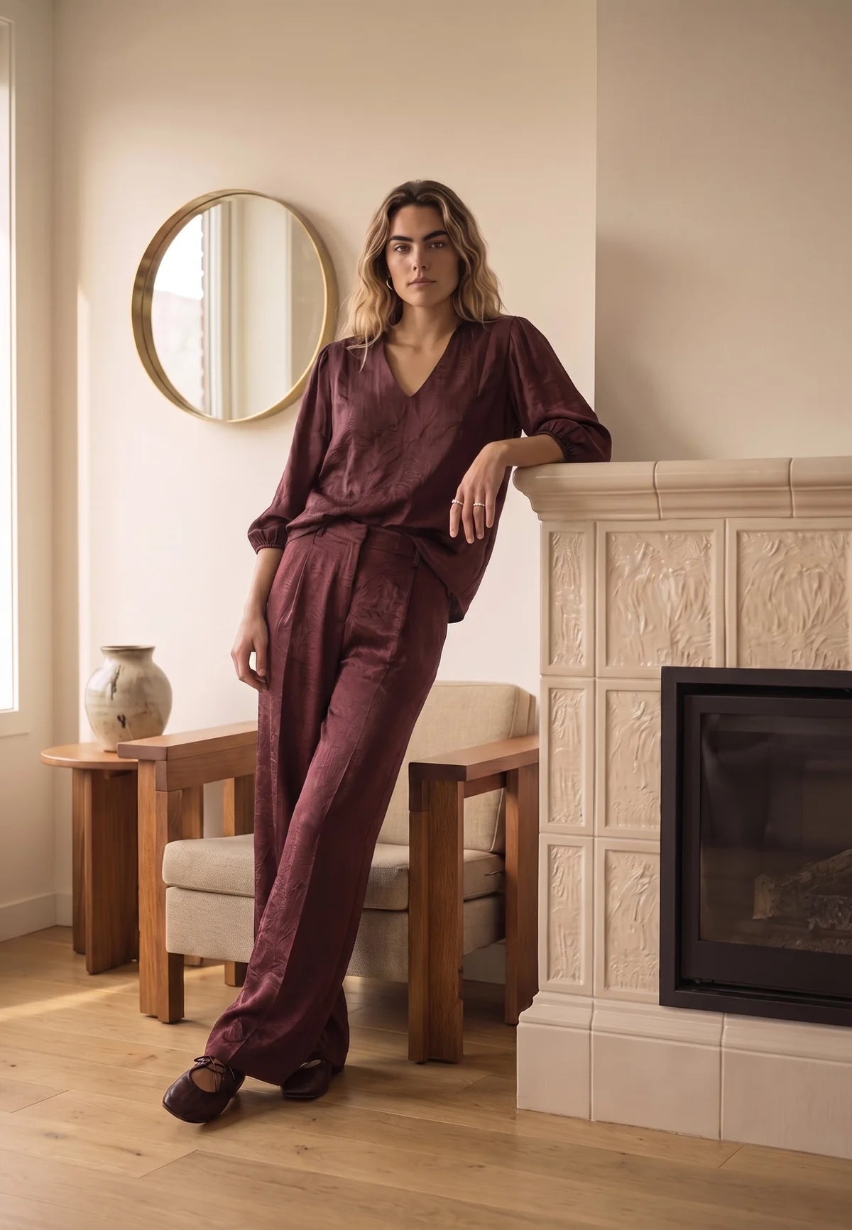 Peppercorn Tina Pant in Chocolate Bordeaux
