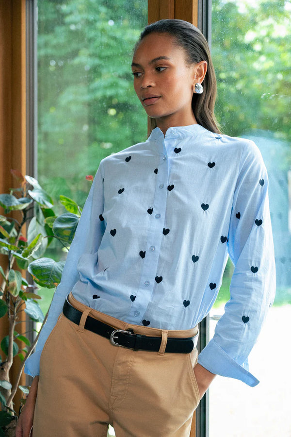 Pieszak Heart Shirt in Pale Blue - J234854