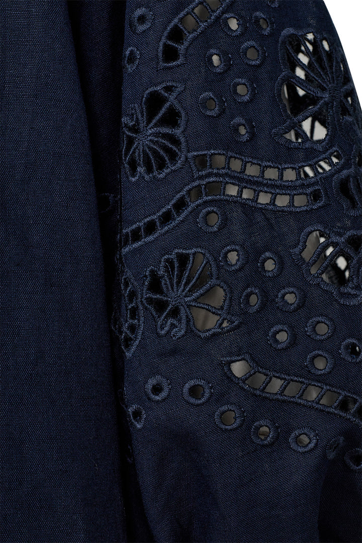 Pieszak Pina Linen Blouse in Midnight Navy - J234987