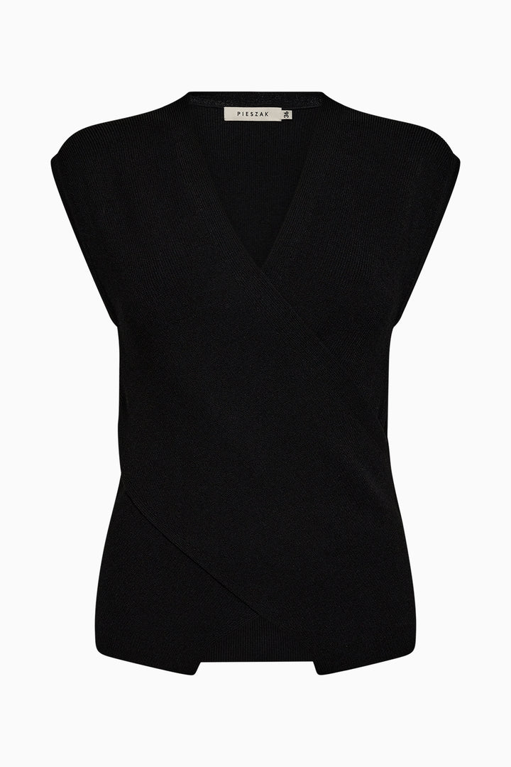 Pieszak Vigga Cross-Over Knit Top in Black - J235101