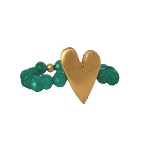 IBU Sweet Heart Ring in Green Jade