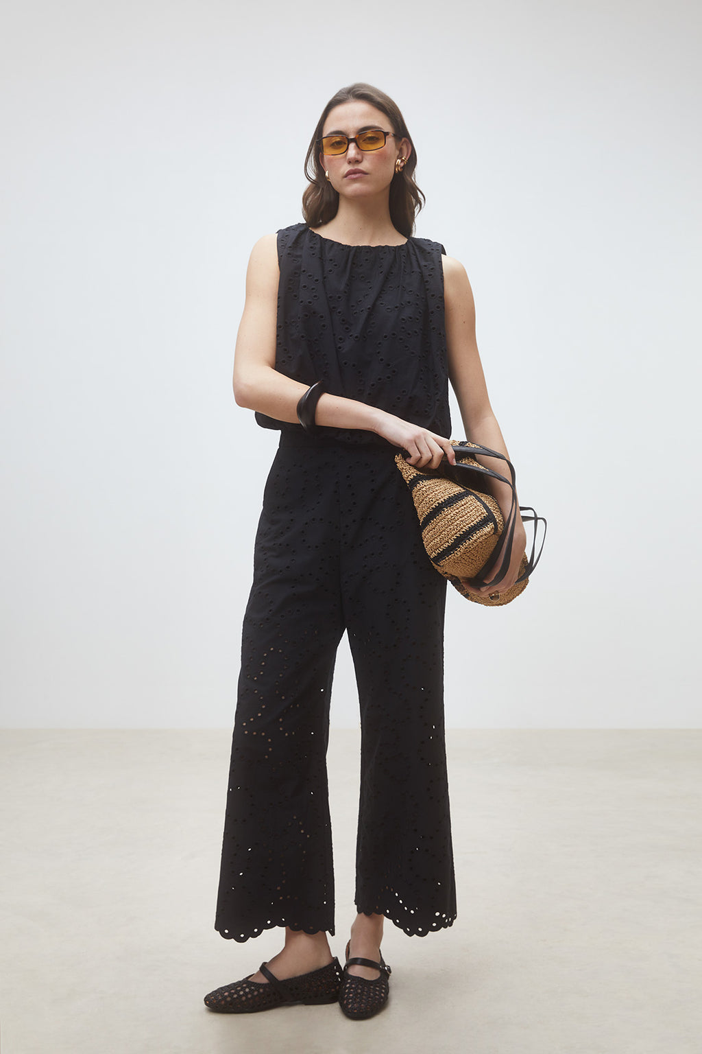 Suncoo Paris Jane Wide Leg Trouser in Noir - S26C04038