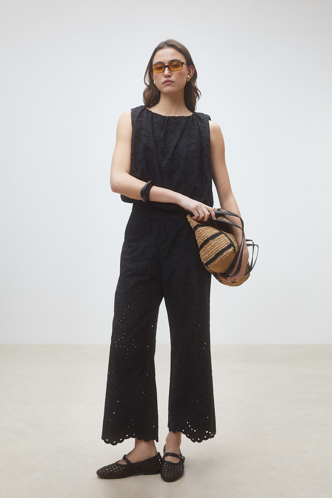 Suncoo Paris Jane Wide Leg Trouser in Noir - S26C04038