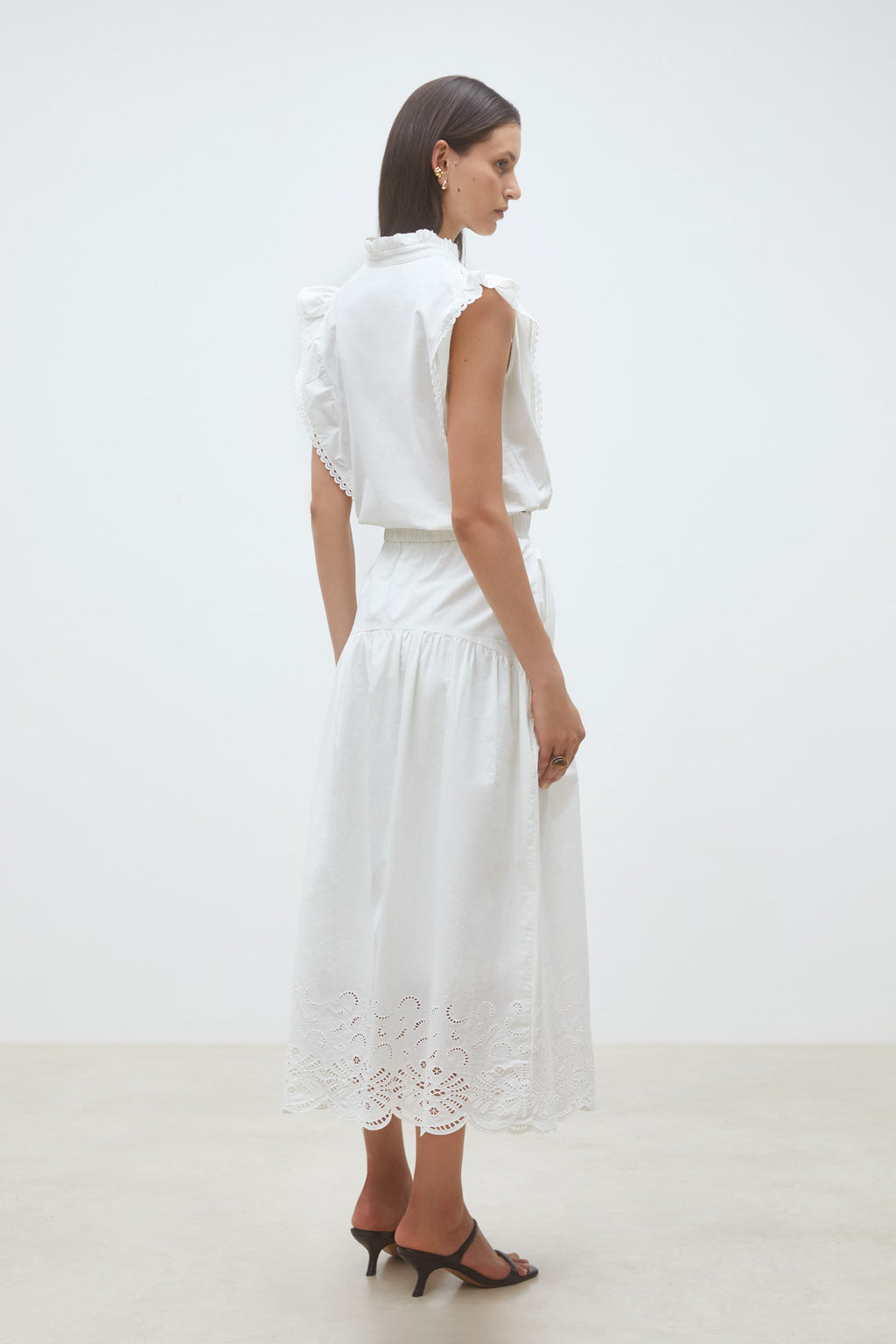 Suncoo Paris Flavie Midi Skirt in Blanc Casse - S26C05254