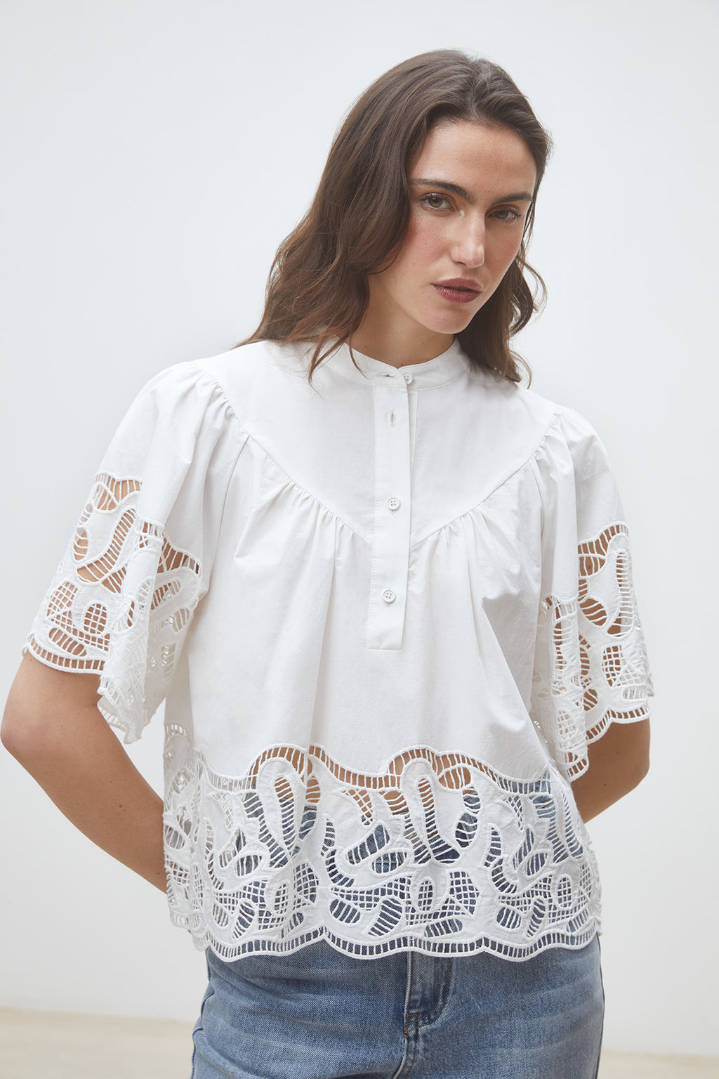 Suncoo Paris Linda Shirt in Blanc Casse - S26C07087