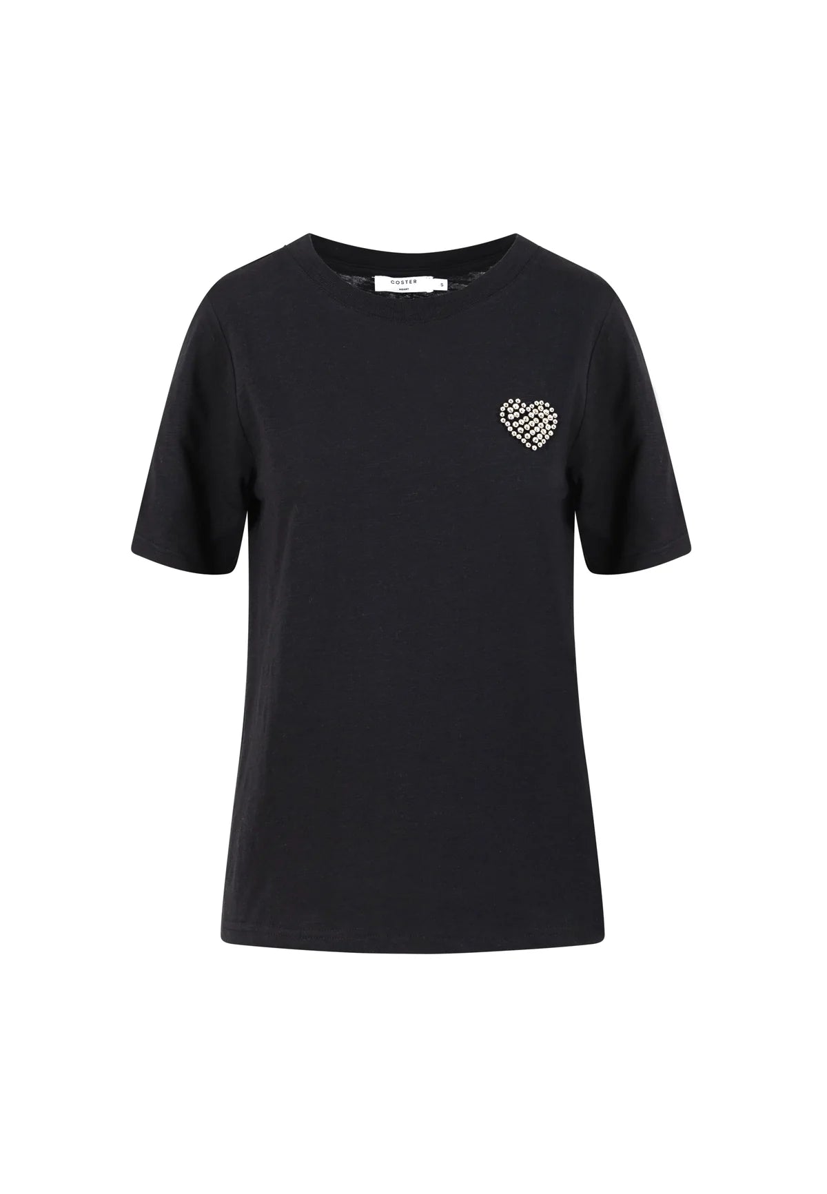 Coster Copenhagen Beaded Heart T-Shirt in Black