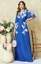 Hope & Ivey The Eloise Plunge Front Embellished Maxi Dress
