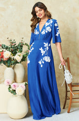 Hope & Ivey The Eloise Plunge Front Embellished Maxi Dress