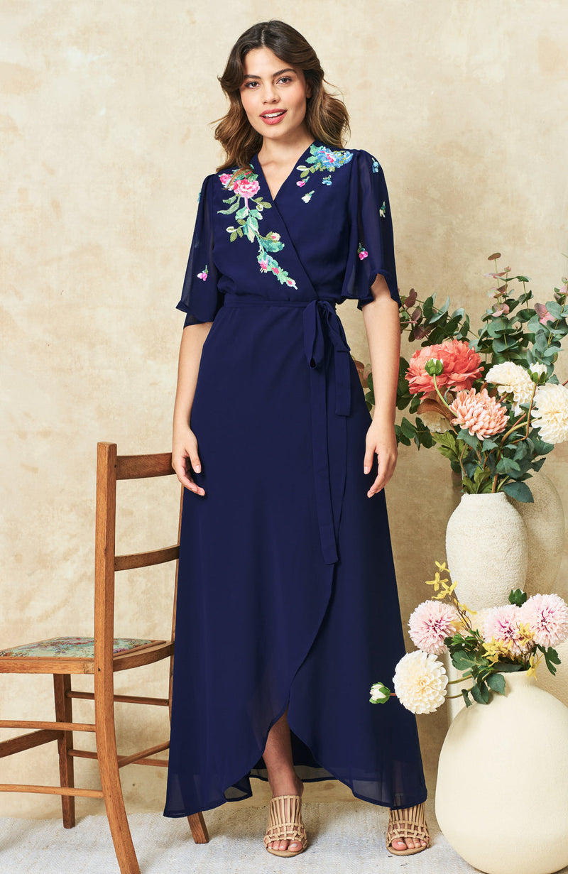Hope & Ivy The Jillian Embellished Wrap Dress