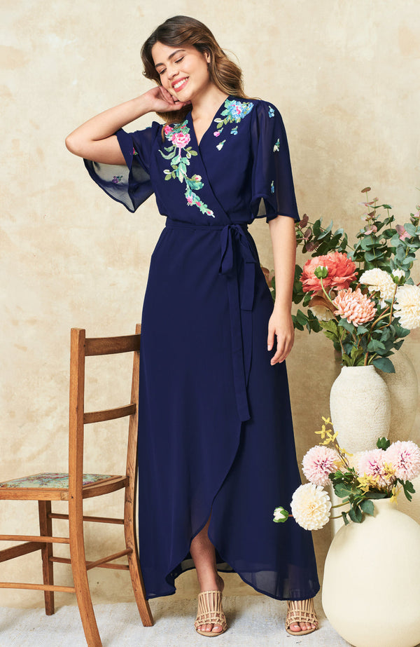 Hope & Ivy The Jillian Embellished Wrap Dress