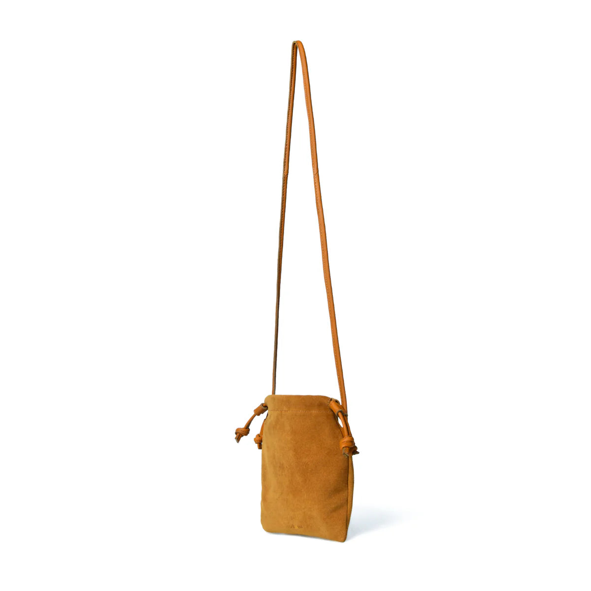 Bell & Fox Willow Drawstring Crossbody Bag in Tan Suede