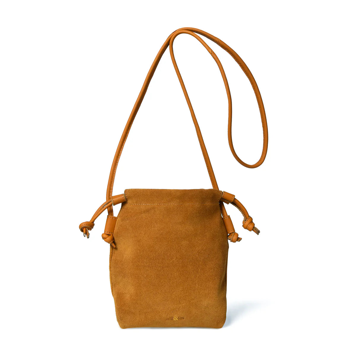Bell & Fox Willow Drawstring Crossbody Bag in Tan Suede