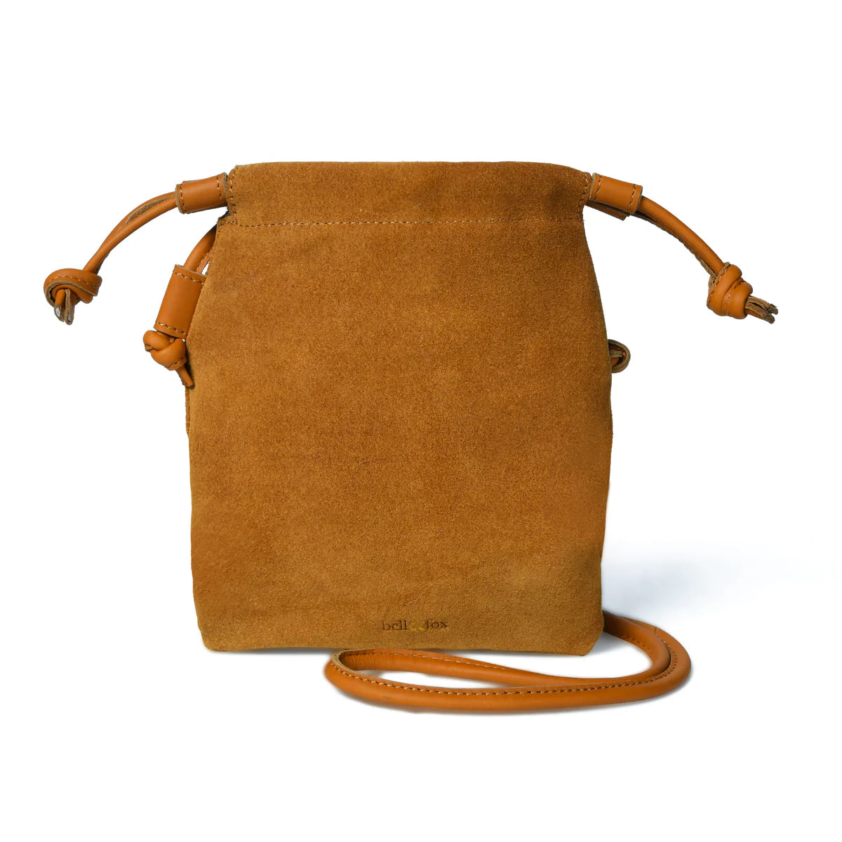 Bell & Fox Willow Drawstring Crossbody Bag in Tan Suede