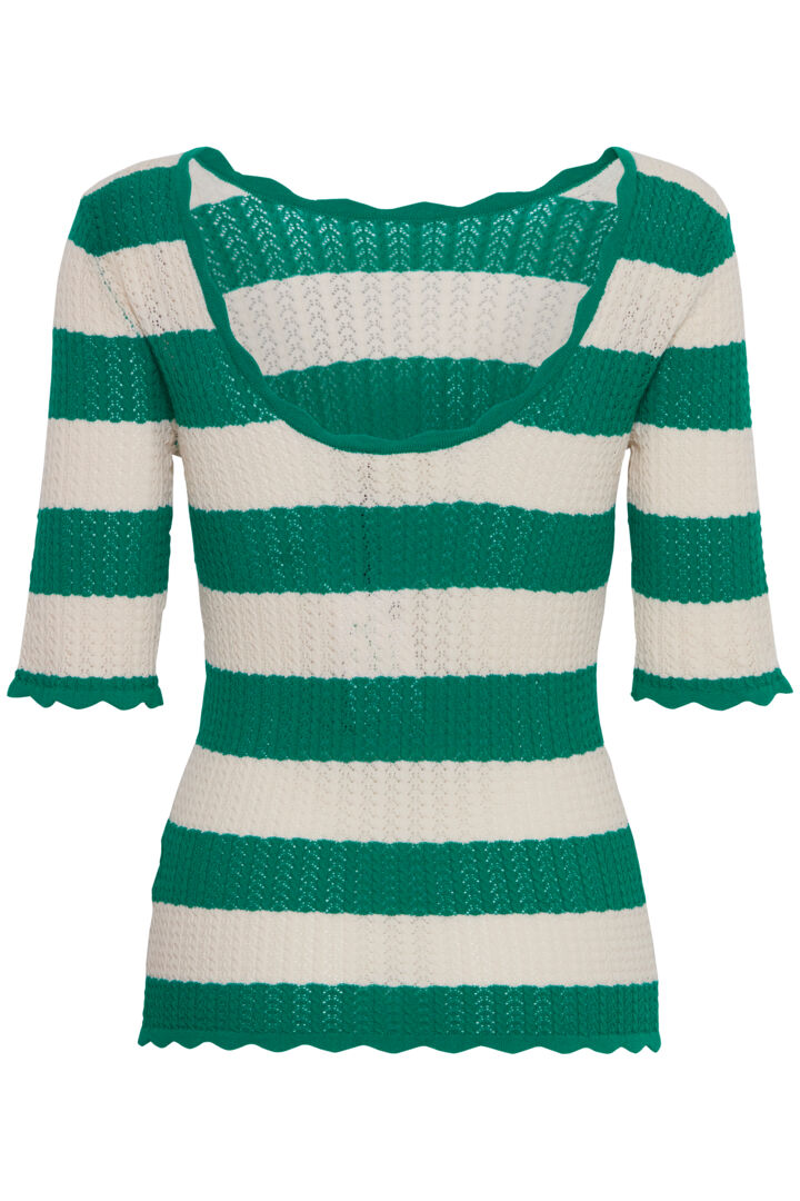 Atelier Reve Fanto Short Sleeved Knit-Pepper Green Stripes-20120124