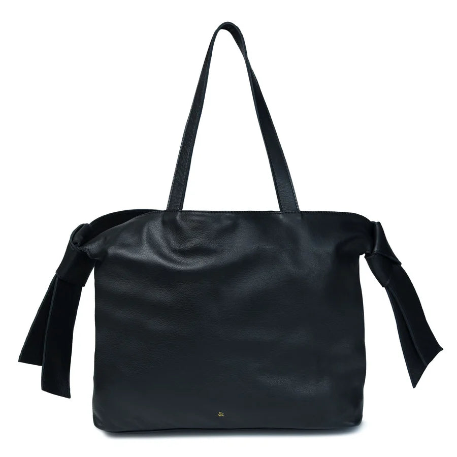 Bell & Fox Anika Bow detail Leather Tote in Black