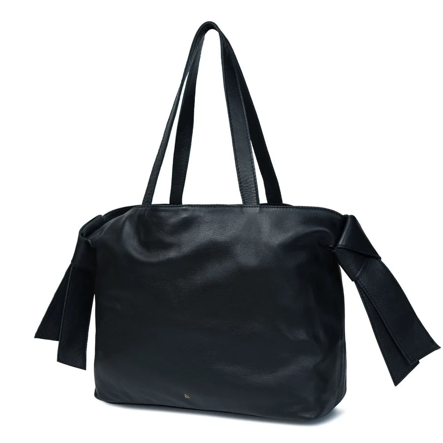 Bell & Fox Anika Bow detail Leather Tote in Black