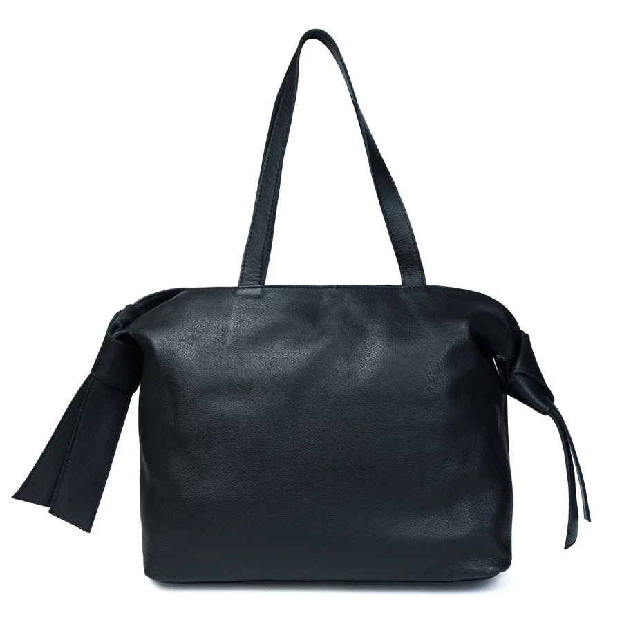 Bell & Fox Anika Bow detail Leather Tote in Black