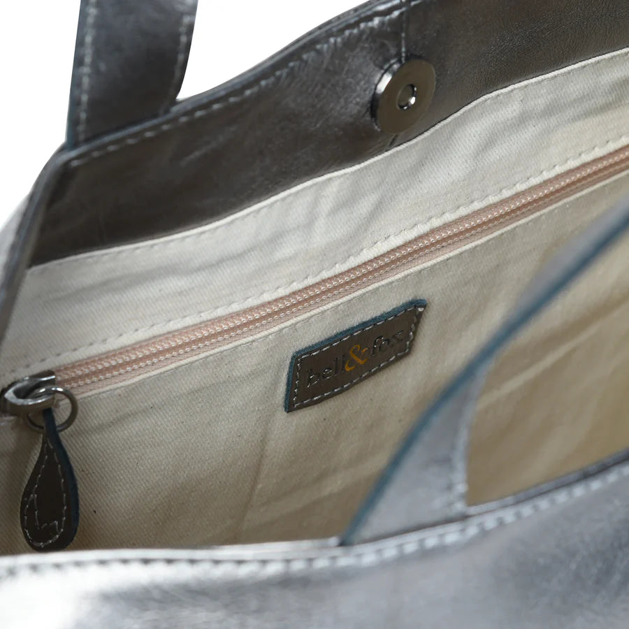 Bell & Fox Anika Bow detail Leather Tote in Gunmetal