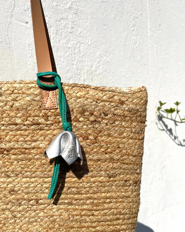 Bell & Fox Bloom Bag Charm in Silver Leather