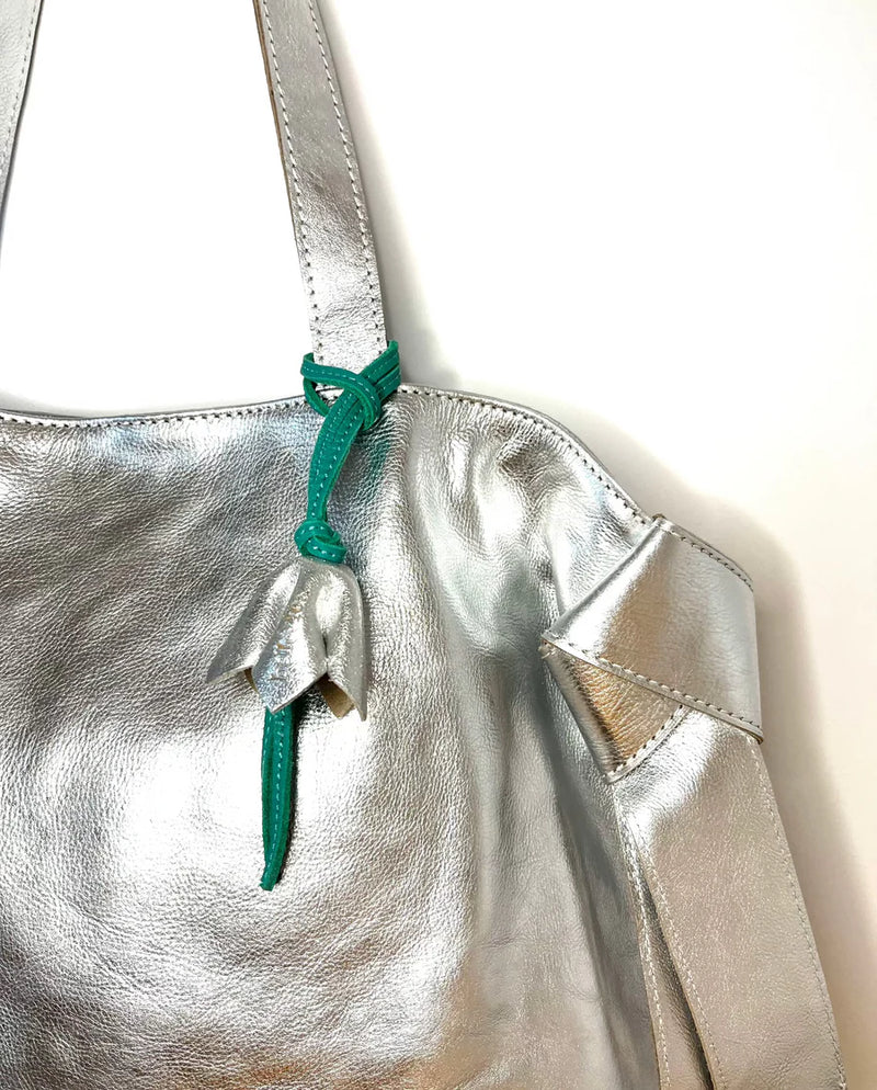 Bell & Fox Bloom Bag Charm in Silver Leather